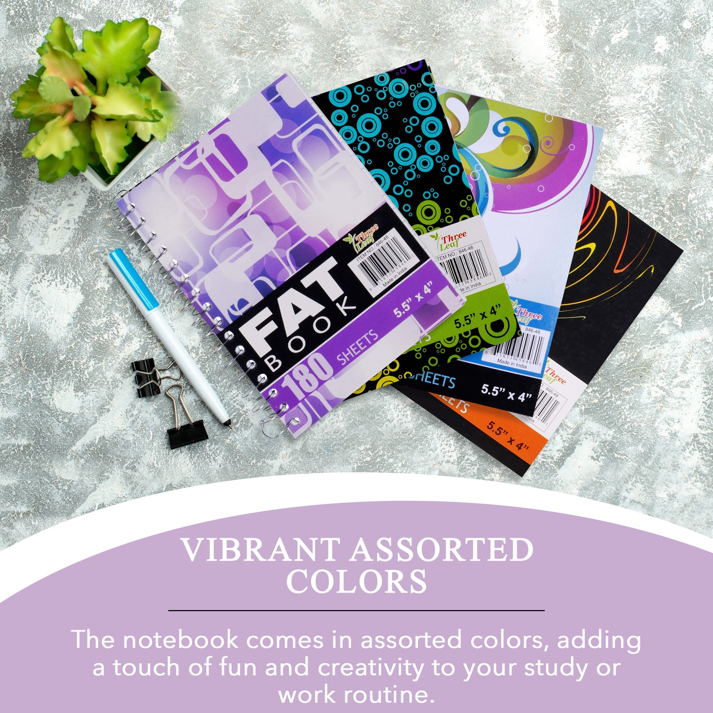 Three Leaf 180 Ct. 5 1/2 X 4, Fat Book