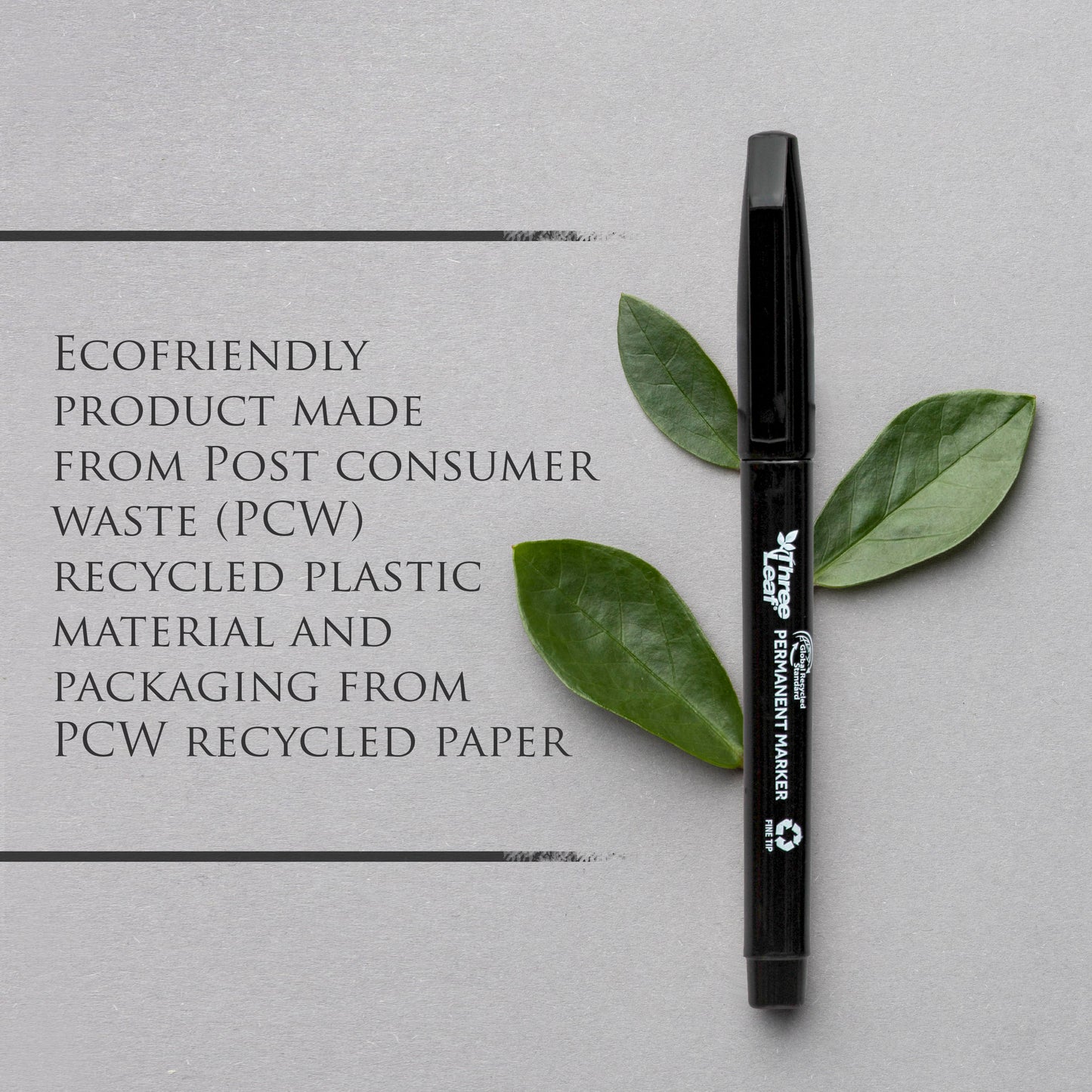 Three Leaf Permanent Marker 4 Pack, Fine Tip