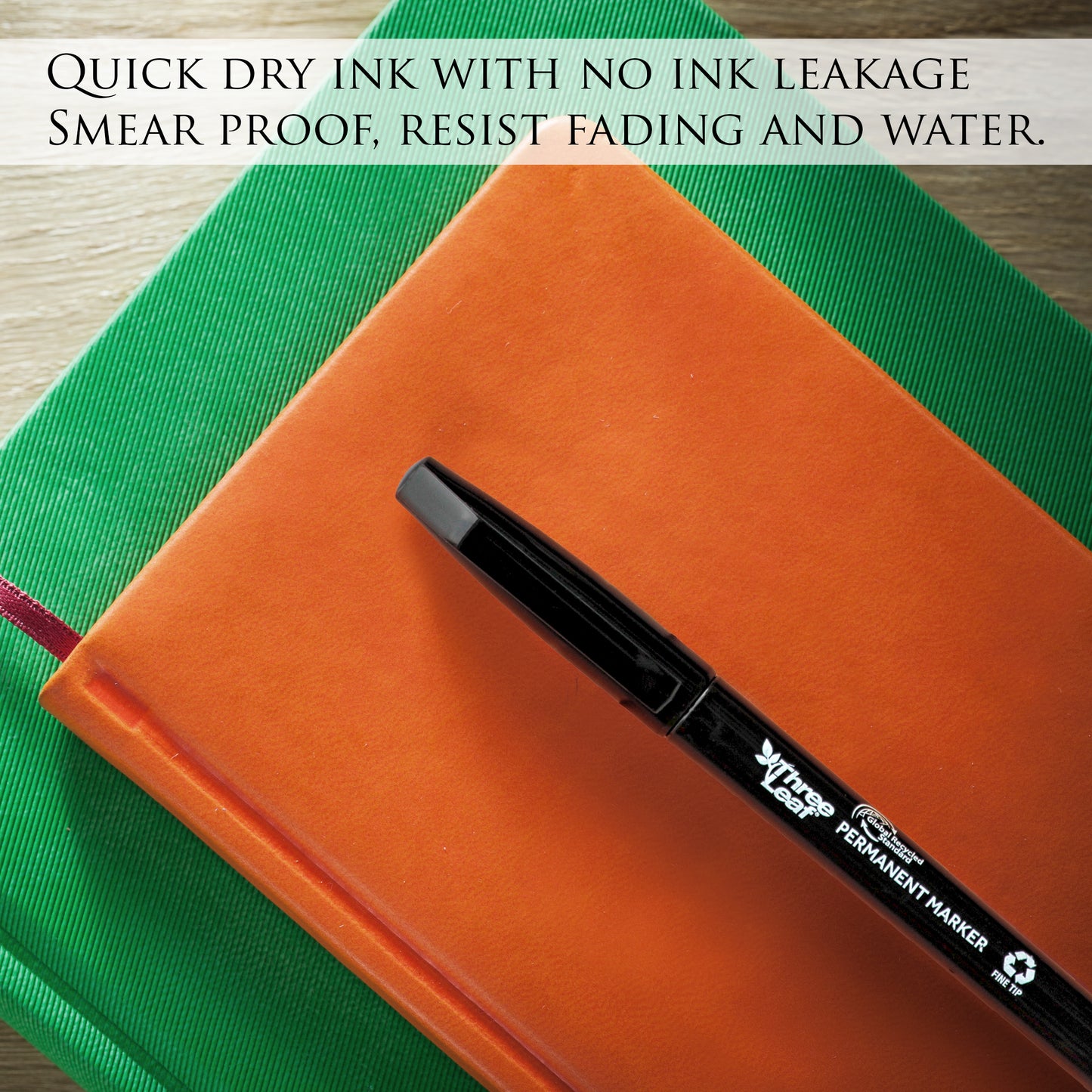 Three Leaf Permanent Marker 4 Pack, Fine Tip