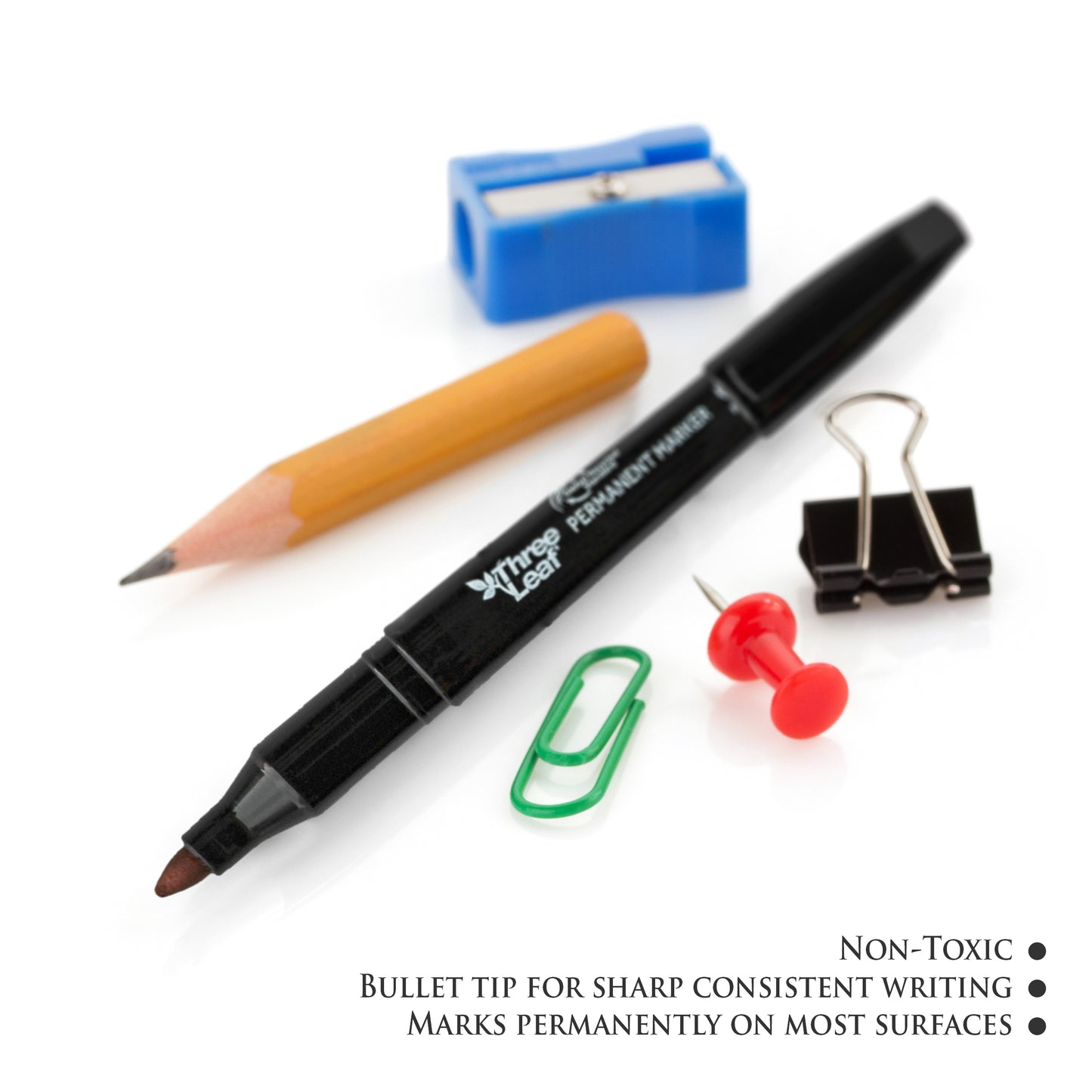 Three Leaf Permanent Marker 4 Pack, Fine Tip