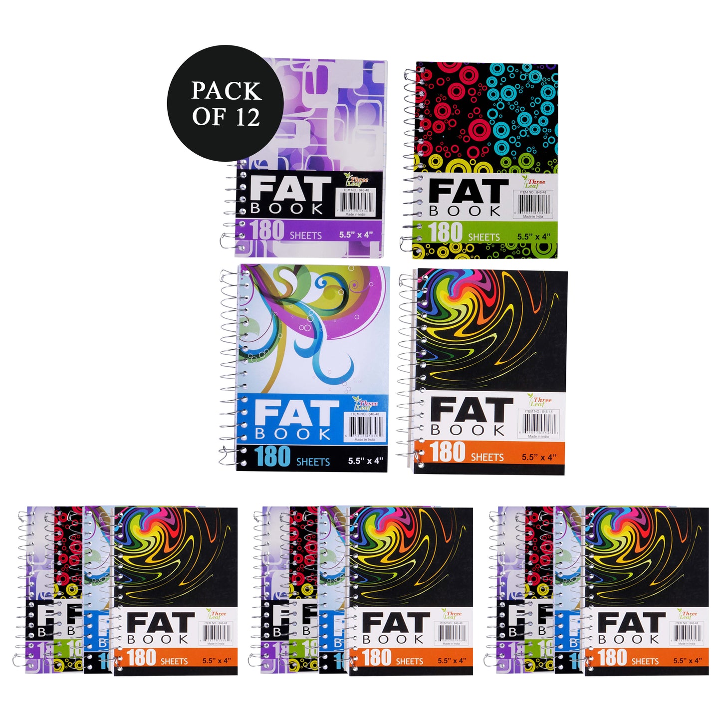 Three Leaf 180 Ct. 5 1/2 X 4, Fat Book