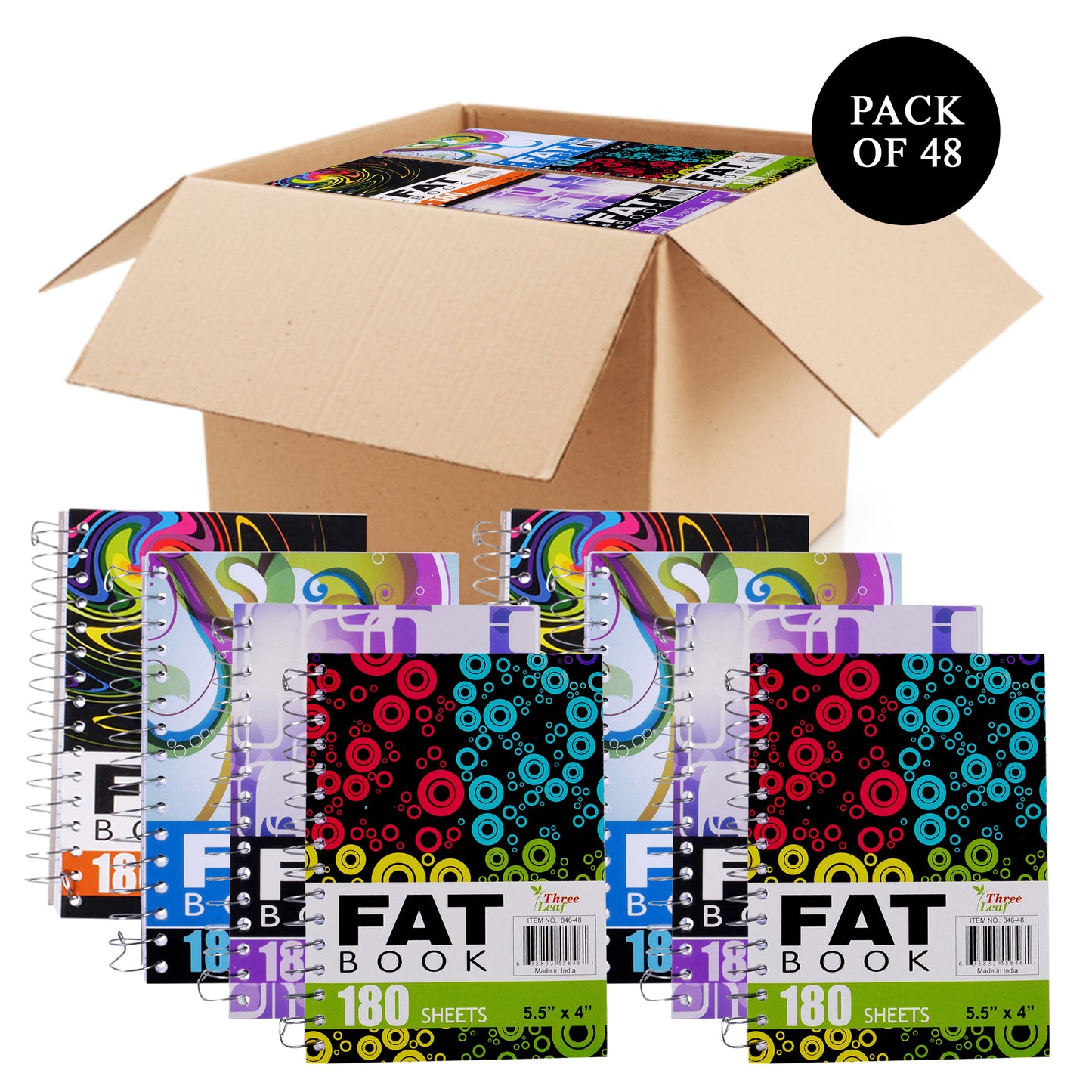 Three Leaf 180 Ct. 5 1/2 X 4, Fat Book