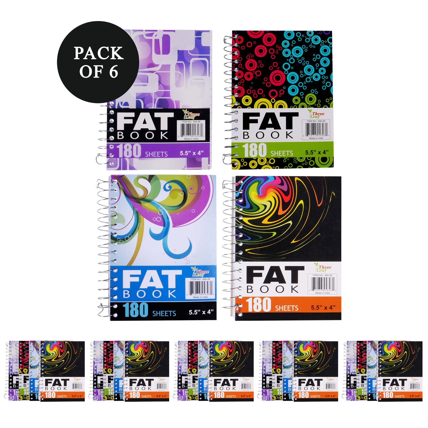 Three Leaf 180 Ct. 5 1/2 X 4, Fat Book
