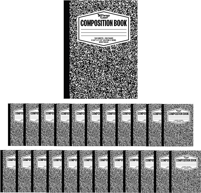 Three Leaf 100 Ct, 9-3/4 X 7-1/2, Composition Notebook, Wide Ruled