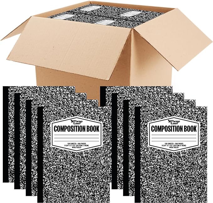 Three Leaf 100 Ct, 9-3/4 X 7-1/2, Composition Notebook, Wide Ruled