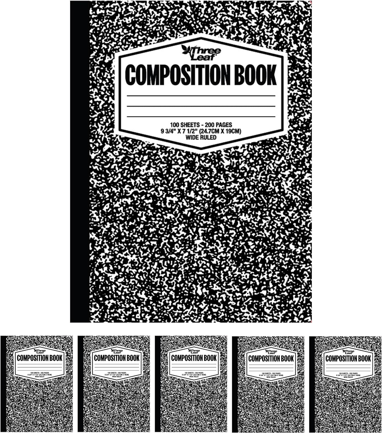 Three Leaf 100 Ct, 9-3/4 X 7-1/2, Composition Notebook, Wide Ruled