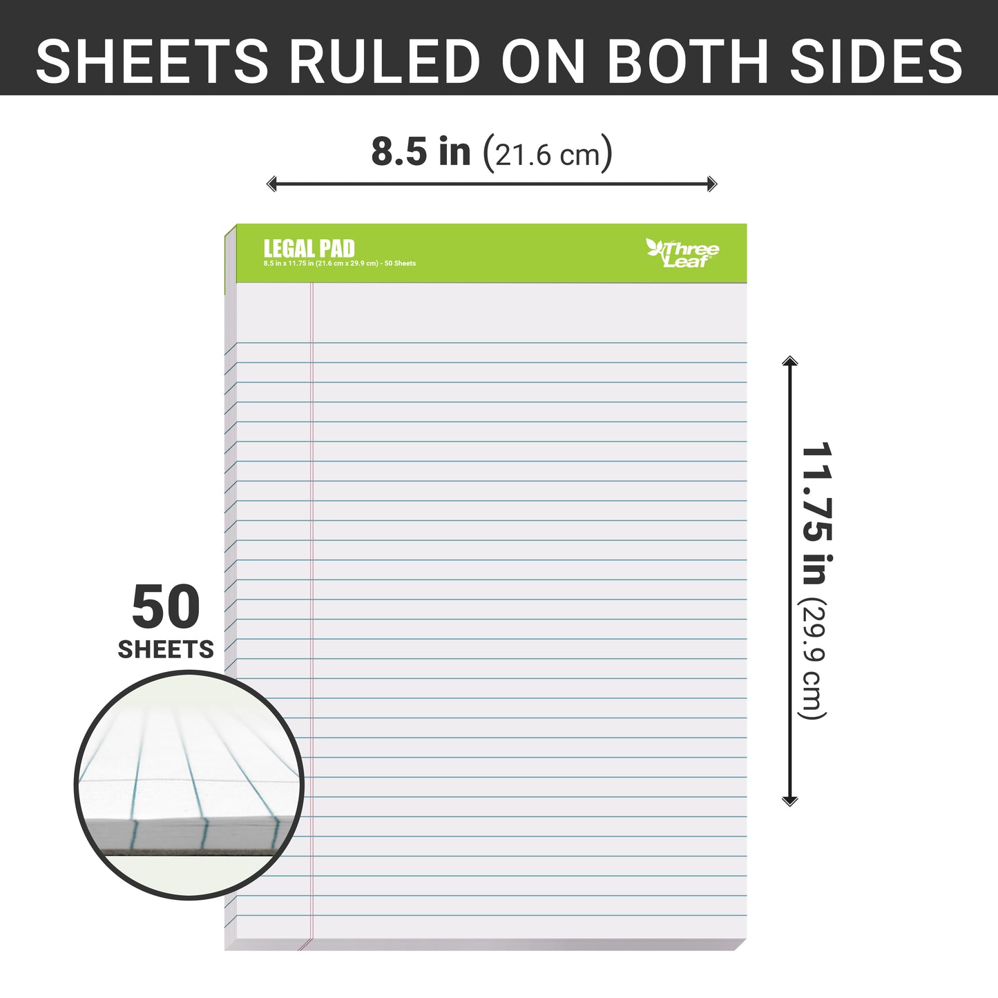Three Leaf Writing Pad 8.5 X 11.75, 50 Sheets