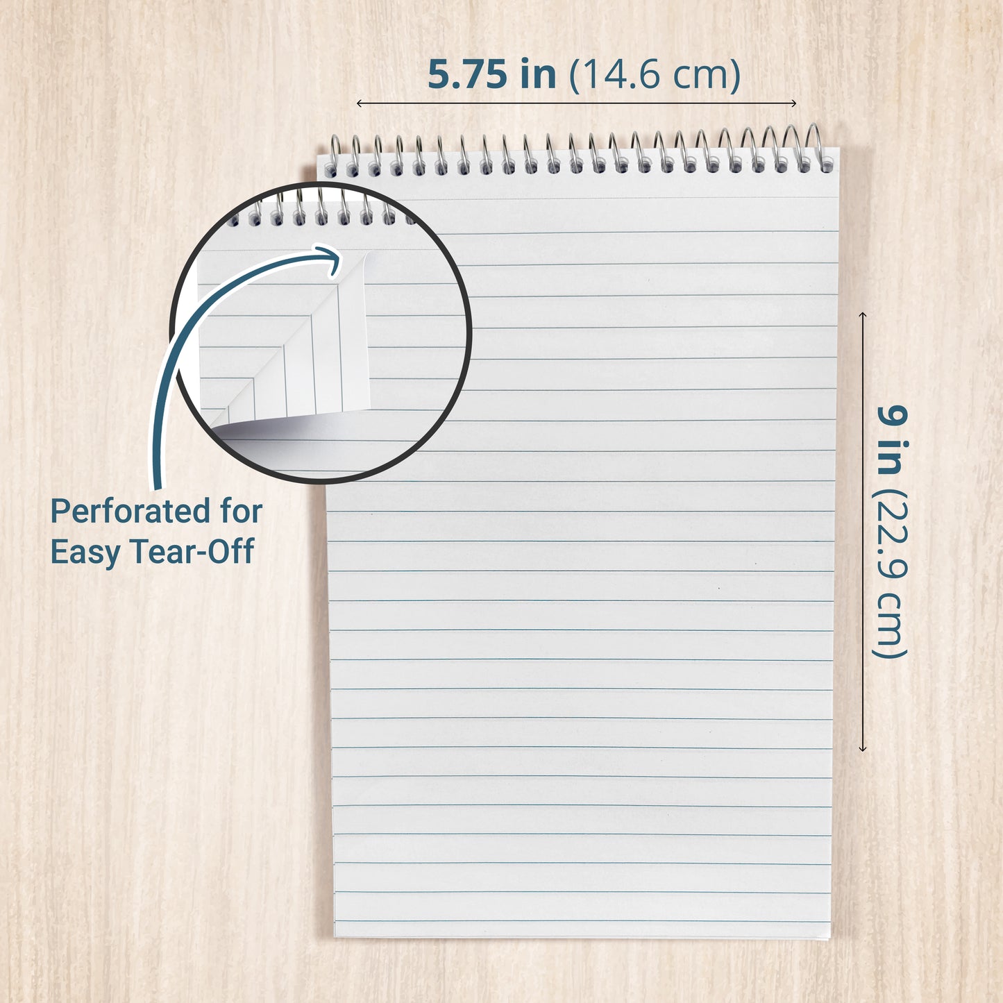 Three Leaf Ruled Writing Pad, 5.75 X 9 Inch 100 Sheets