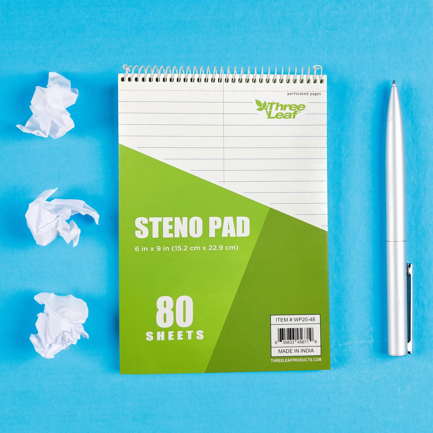 Three Leaf Steno Pad 6 X 9, 80 Sheets
