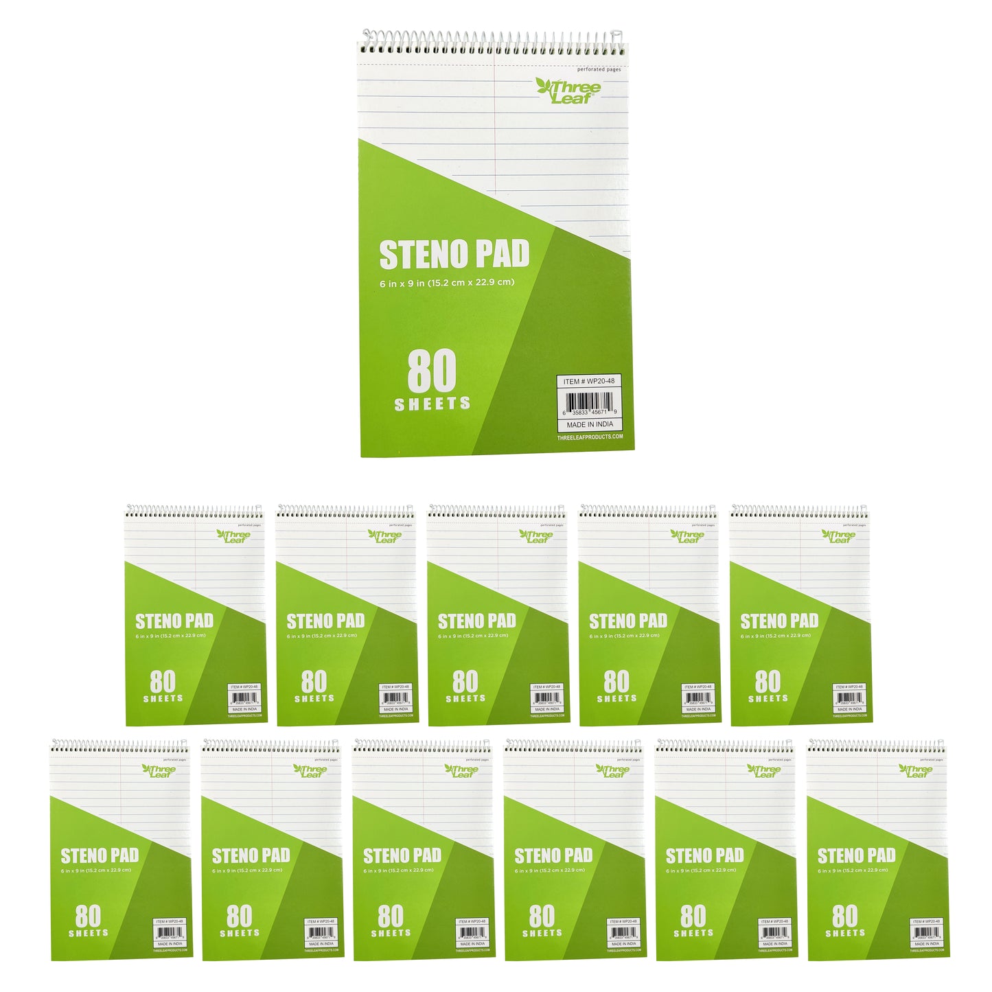 Three Leaf Steno Pad 6 X 9, 80 Sheets