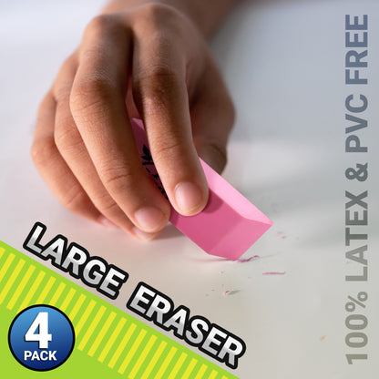 Three Leaf 4 Ct. Pink Bevel Eraser