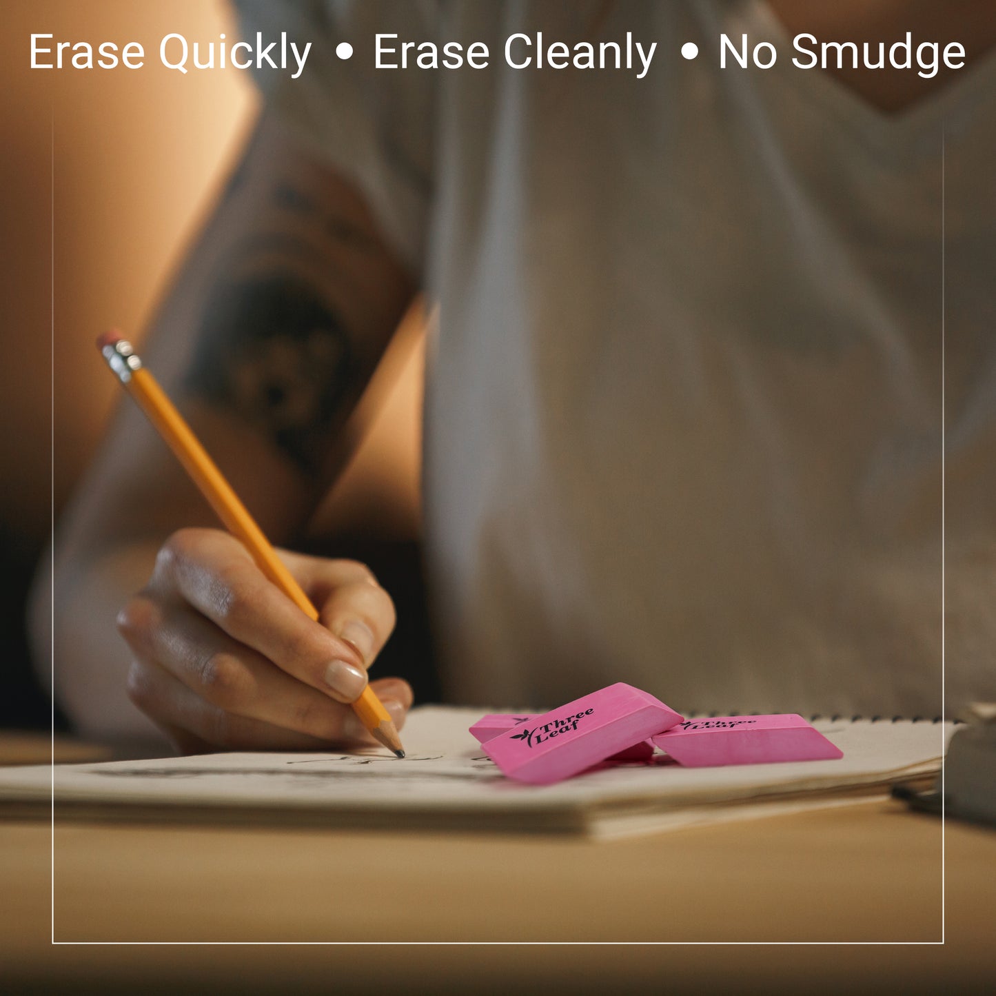 Three Leaf 4 Ct. Pink Bevel Eraser