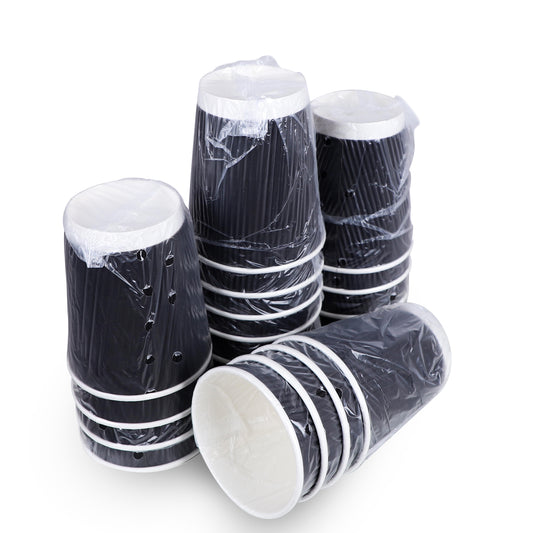 Three Leaf 9 Oz. Ripple Wall Cups, Individually Wrapped, (Black) 900 Ct. (20 Packs Of 45)