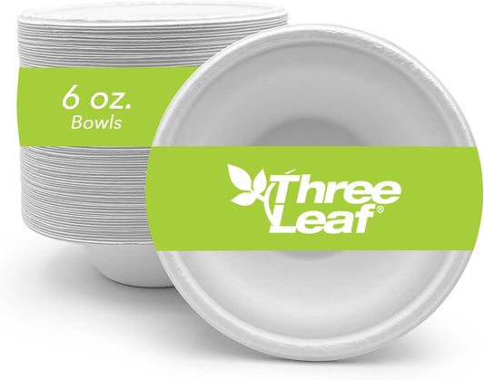 Three Leaf 6 Oz (180 Ml)  Bagasse Bowl, 1000 Ct.
