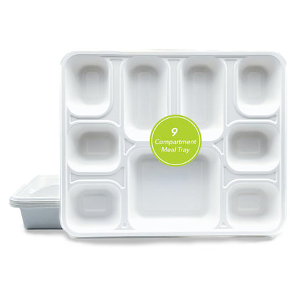 Three Leaf 9 Compartment Bagasse Rectangular Plate