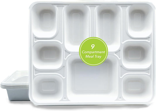 Three Leaf 9 Compartment Bagasse Rectangular Plate