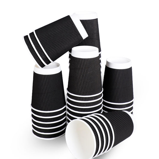 Three Leaf 9 Oz. Ripple Wall Cups, (Black) 900 Ct. (20 Packs Of 45)