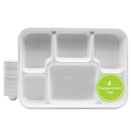 Three Leaf 6 Compartment Deep Bagasse Tray