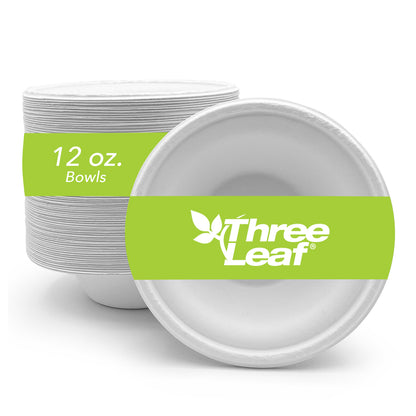 Three Leaf 12 Oz (355 Ml)  Bagasse Bowl, 1000 Ct.