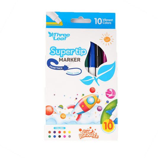 Three Leaf Supertip Marker, 10CT Assorted