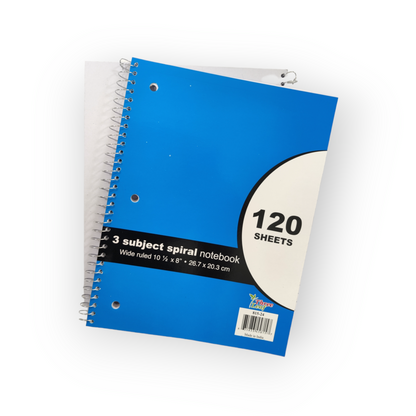 Three Leaf 120 Ct. 10 1/2 X 8 1/2  Spiral Notebooks Wide Ruled (24 Units Per Case)