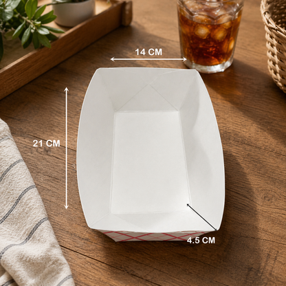Three Leaf #500 (5 lb.) Red Checks Paper Food Tray, 500 Ct. (2 packs of 250 )