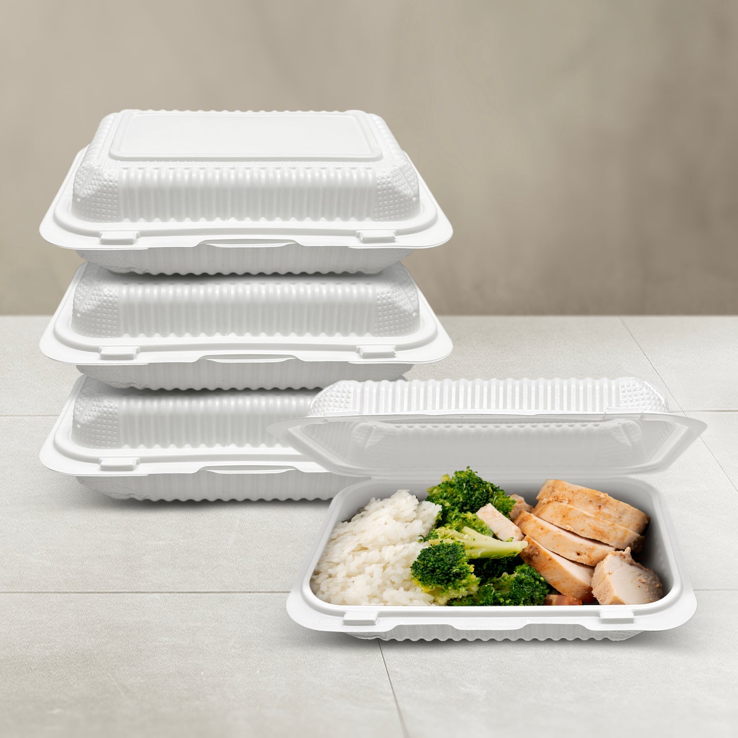 9" X 6" 1 Compartment MFPP Clamshell, 150 Ct. - White