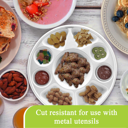 Three Leaf 9 Compartment Bagasse Round Plate, 200 Ct.