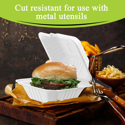 Three Leaf 6" X 6" Bagasse Burger Box (450Ml), 500 Ct.