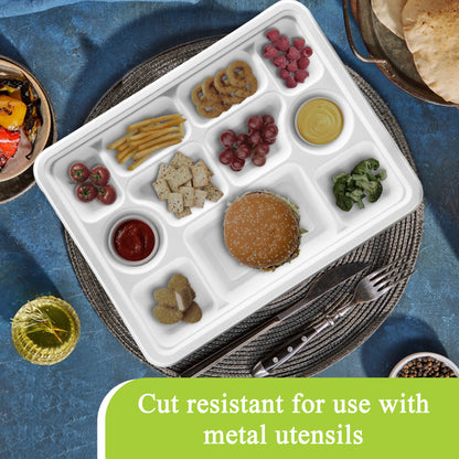 Three Leaf 11 Compartment Bagasse Rectangular Plate, 200 Ct.