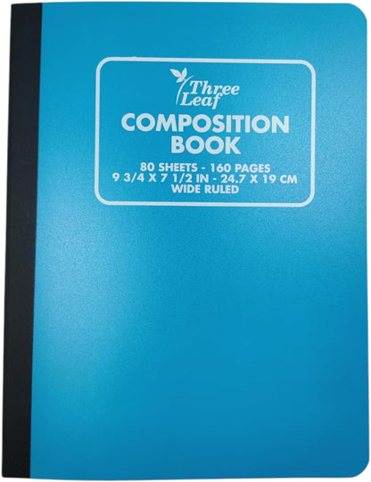 Three Leaf 80 Ct, 9-3/4 X 7-1/2, Assorted Poly Cover Composition Notebook, Wide Ruled (24 Units Per Case)