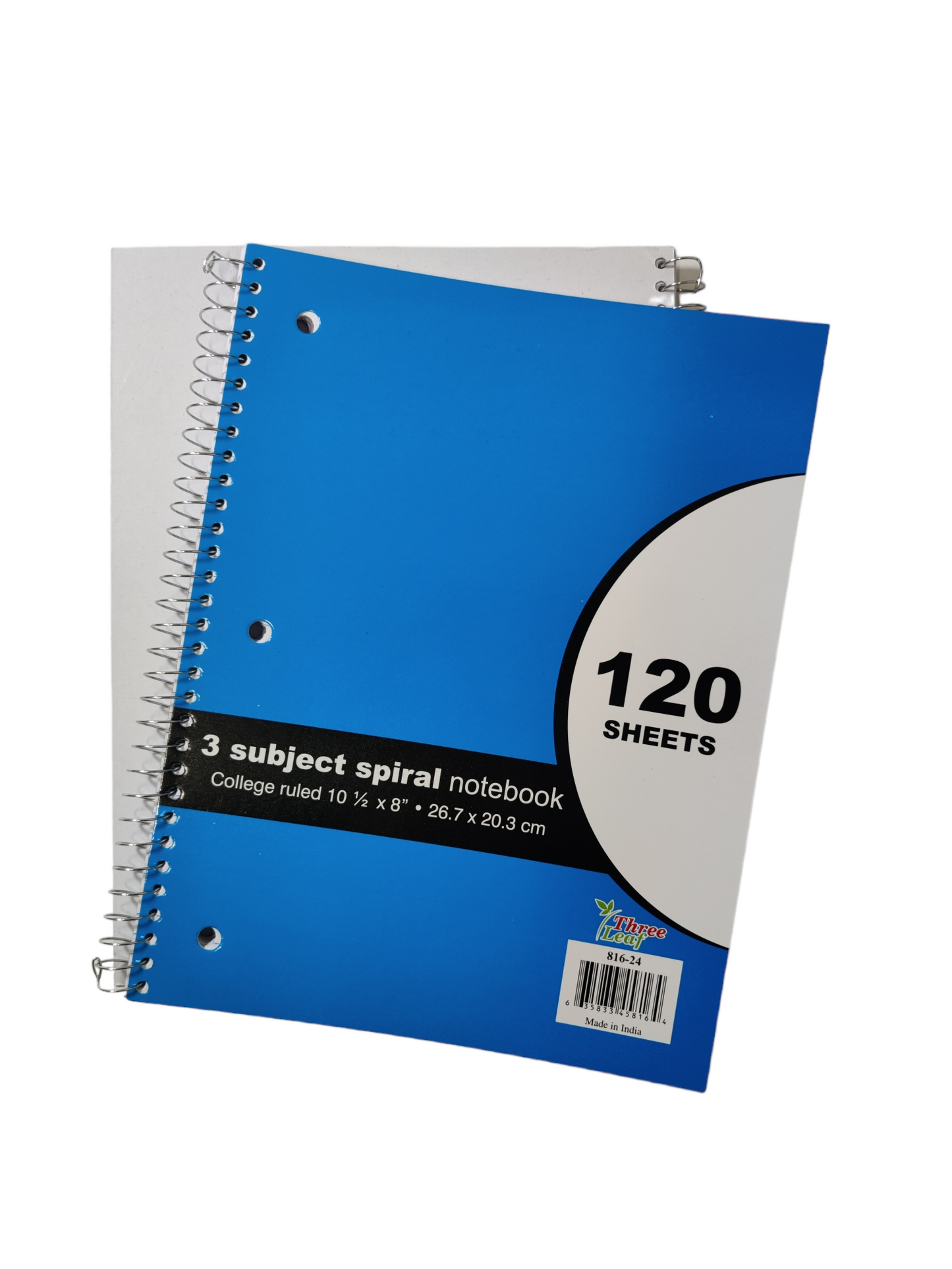 Three Leaf 120 Ct. 10.5 X 8 Spiral Notebook 3 Sub, College Ruled (24 Units Per Case)