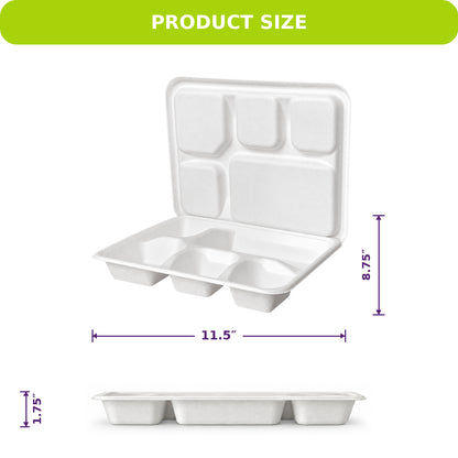 Three Leaf 5 Compartment Meal Tray With Lid Set