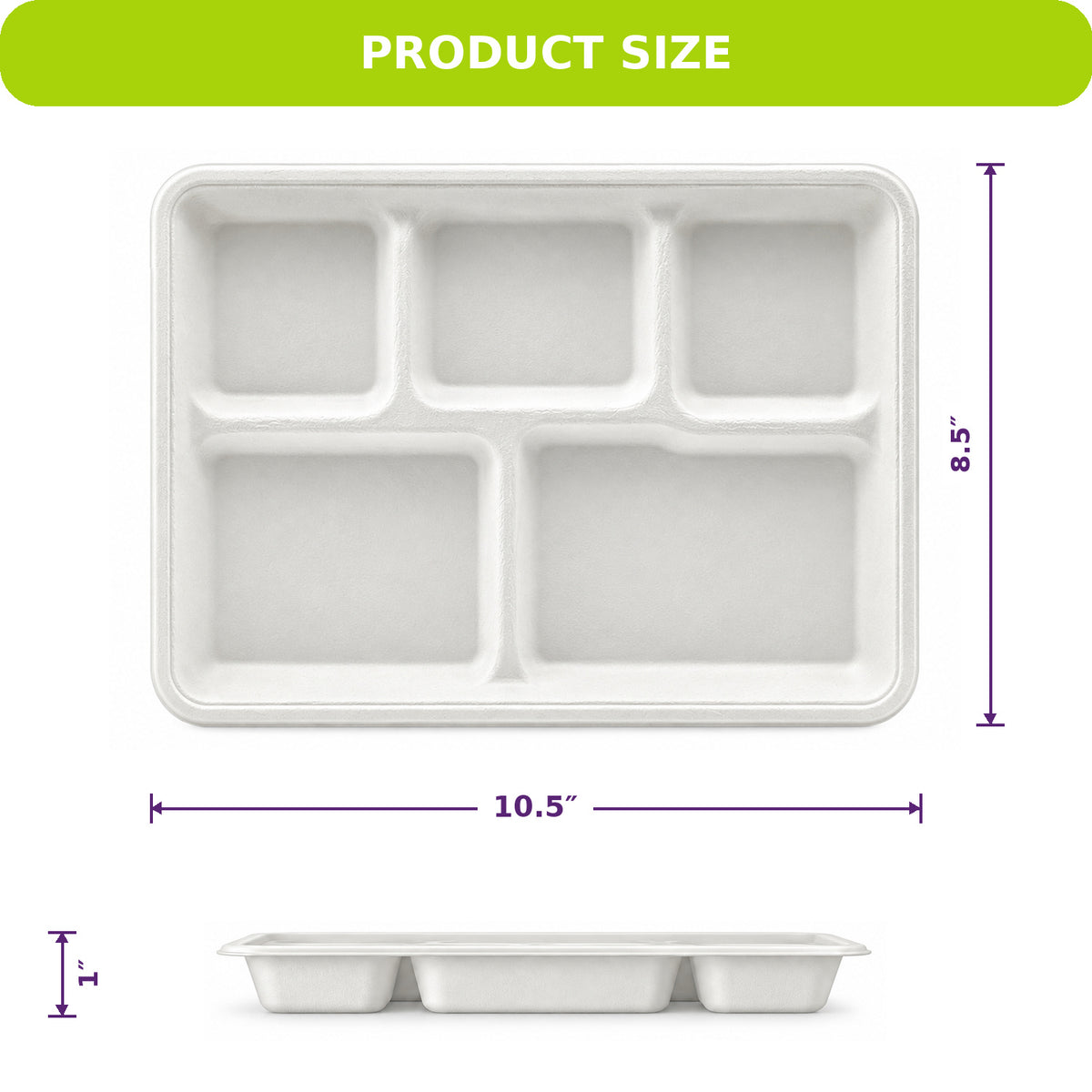 Three Leaf 5 Compartment Bagasse (School) Tray