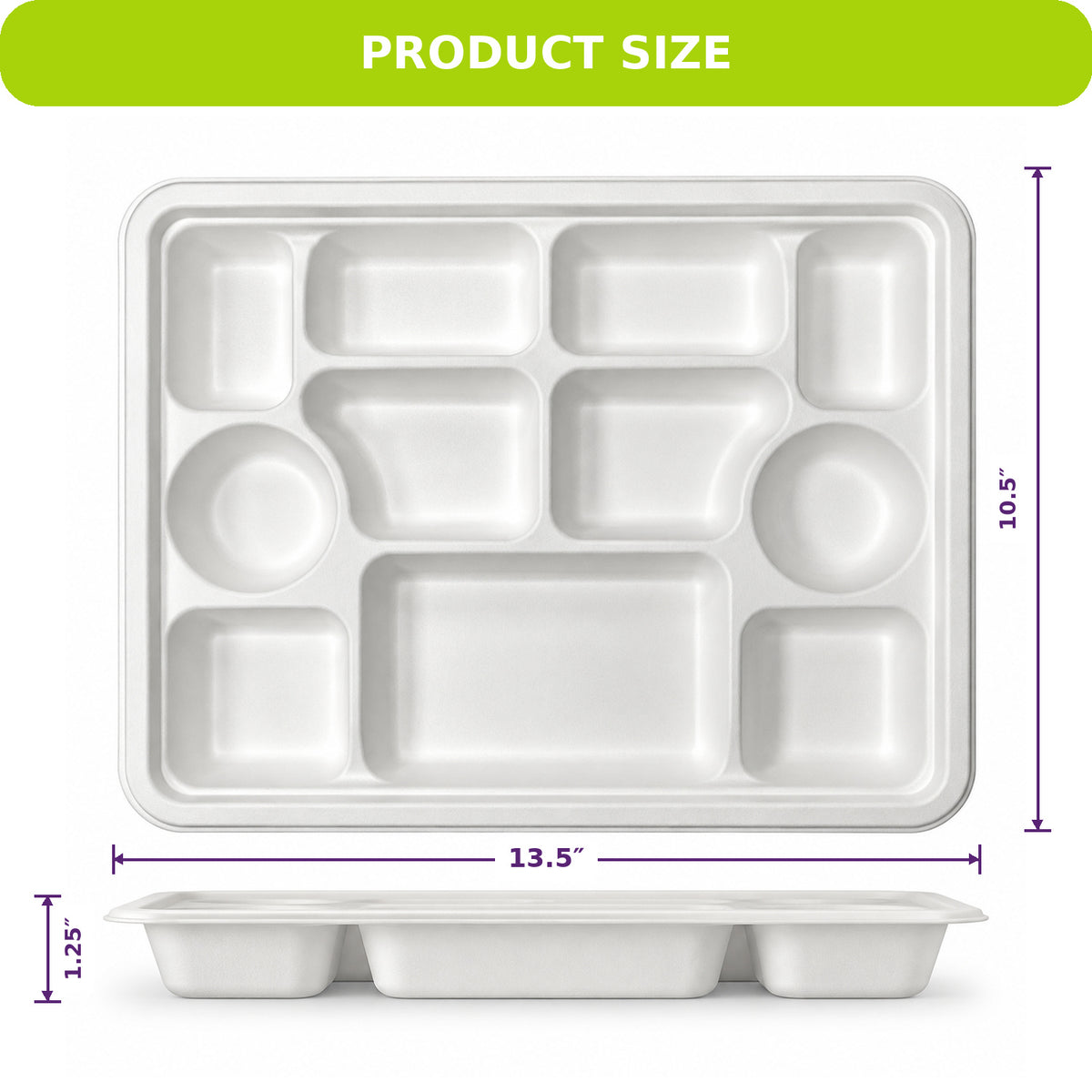 Three Leaf 11 Compartment Compostable Bagasse Thali Plate – PFAS Free, Leak Resistant Disposable Plate