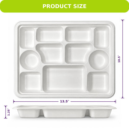 Three Leaf 11 Compartment Compostable Bagasse Thali Plate – PFAS Free, Leak Resistant Disposable Plate