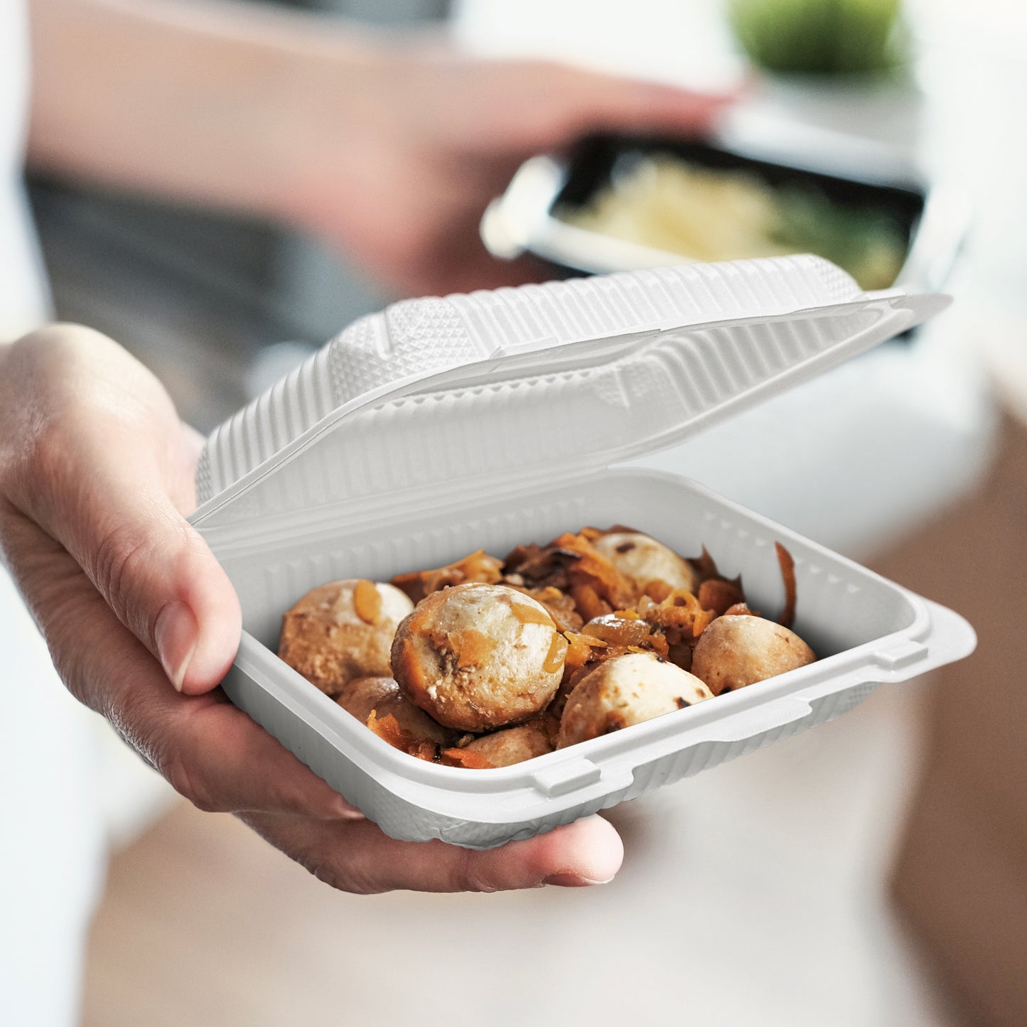 9" X 6" 1 Compartment MFPP Clamshell, 150 Ct. - White