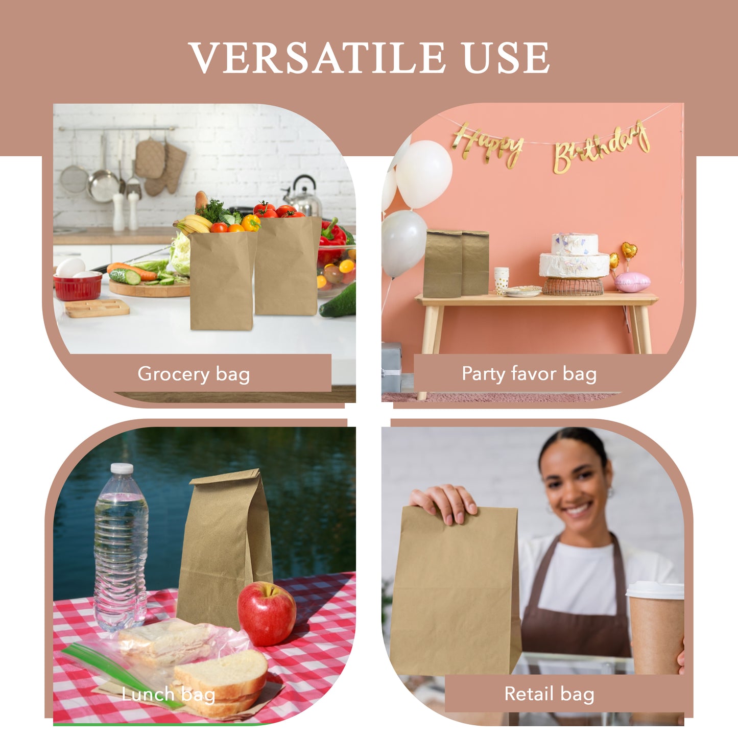 Three Leaf Paper Bag - Kraft (5.51 x 3.54 x 11.02)