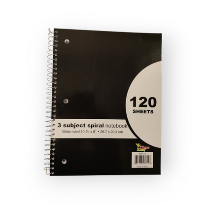 Three Leaf 120 Ct. 10 1/2 X 8 1/2  Spiral Notebooks Wide Ruled (24 Units Per Case)