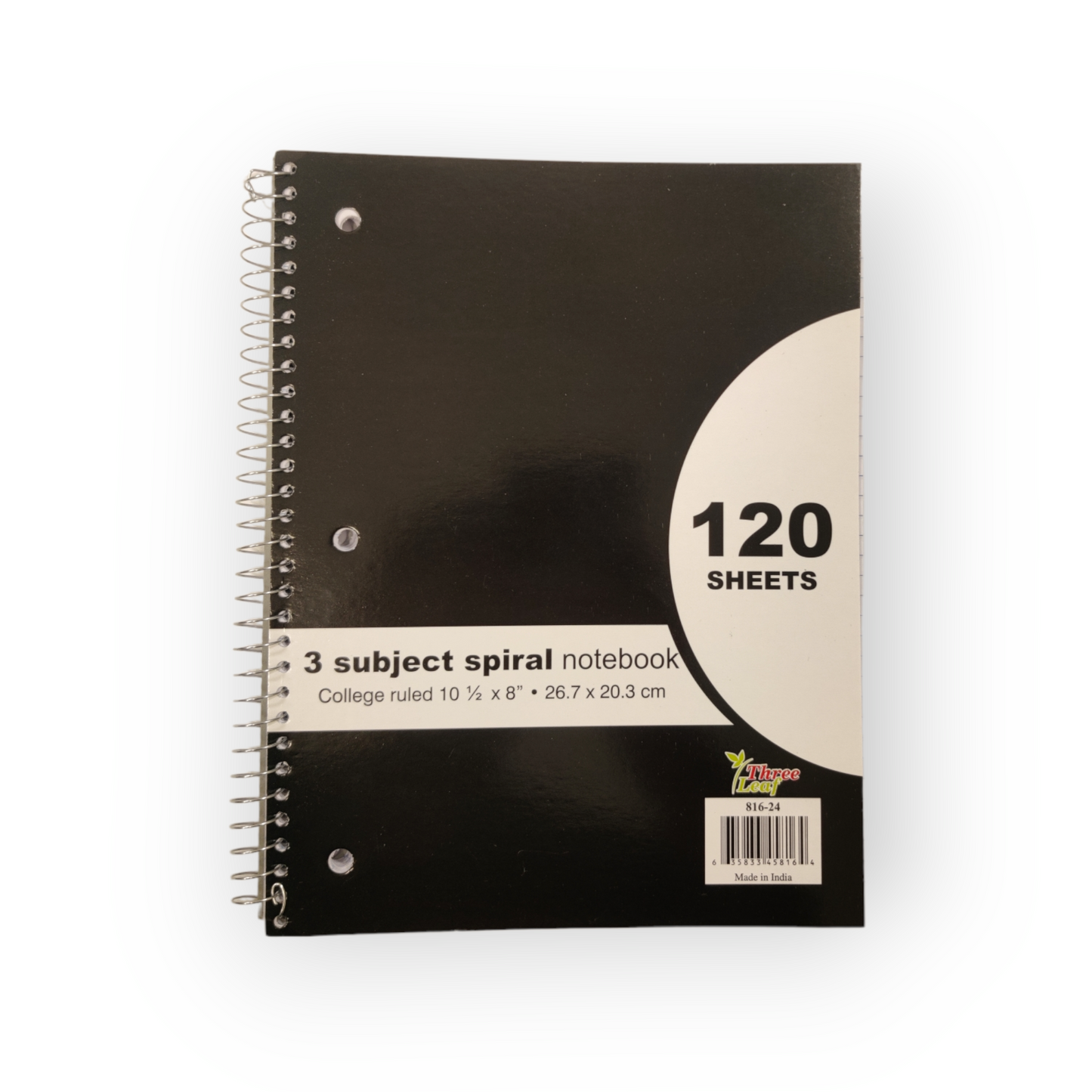 Three Leaf 120 Ct. 10.5 X 8 Spiral Notebook 3 Sub, College Ruled (24 Units Per Case)