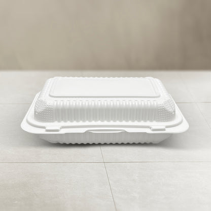 9" X 6" 1 Compartment MFPP Clamshell, 150 Ct. - White
