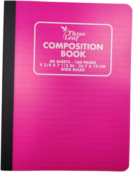 80 SHEETS ASSORTED COLOR POLY COVER COMPOSITION NOTEBOOK, 9-3/4 X 7-1/2,   WIDE RULED
