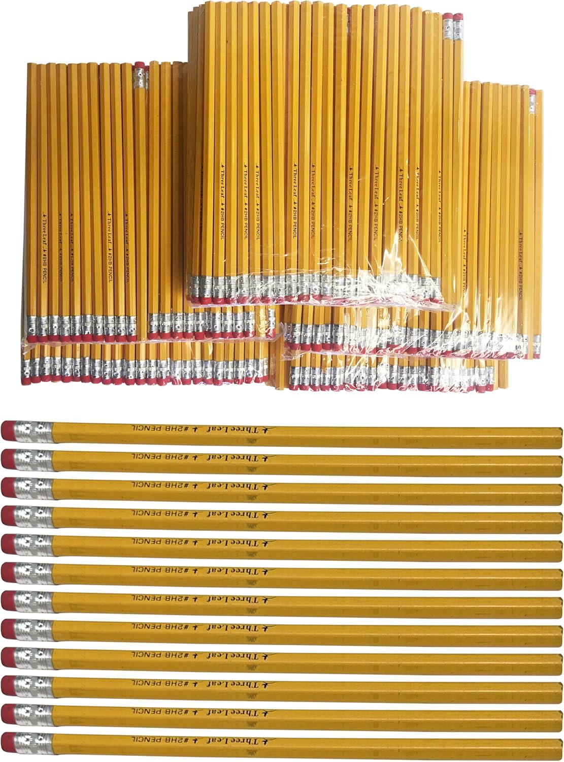 Three Leaf 500 Ct Yellow Pencil With Eraser, Bulk Pack