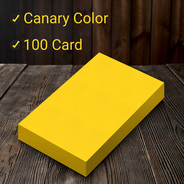 100 CT. 3 X 5, INDEX CARDS UNRULED, CANARY