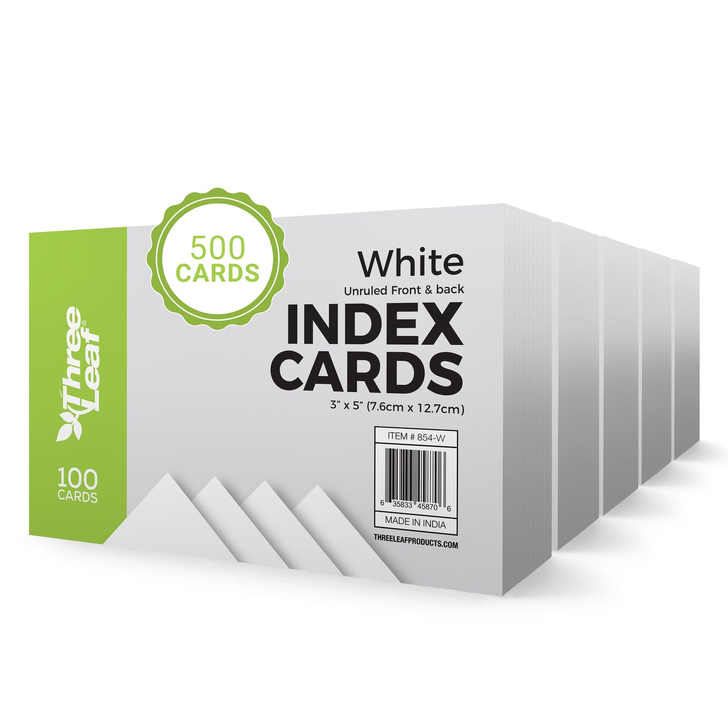 Three Leaf 100 Ct. 3 X 5, Index Cards Unruled, White