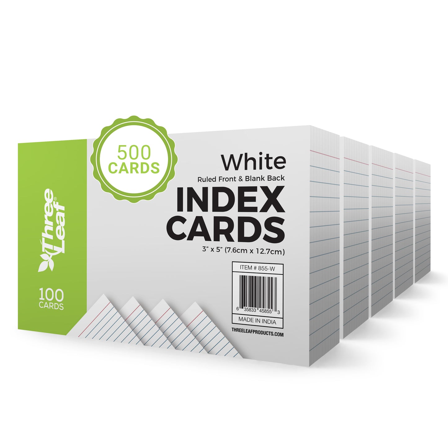 Three Leaf 100 Ct. 3 X 5, Index Cards Ruled, White