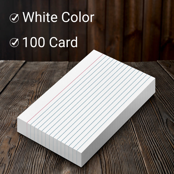 100 CT. 3 X 5, INDEX CARDS RULED, WHITE