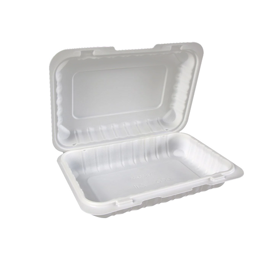 9" X 6" 1 Compartment MFPP Clamshell, 150 Ct. - White