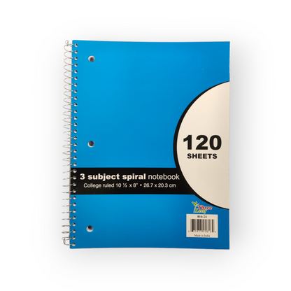 Three Leaf 120 Ct. 10.5 X 8 Spiral Notebook 3 Sub, College Ruled (24 Units Per Case)