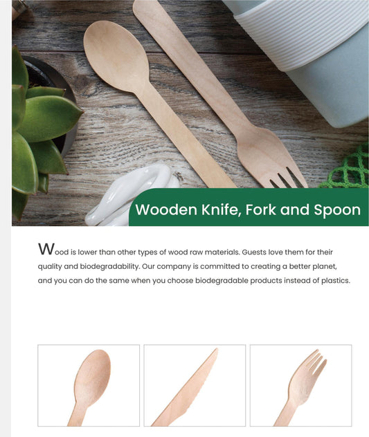 Wooden Knife, Spoon and Fork Set